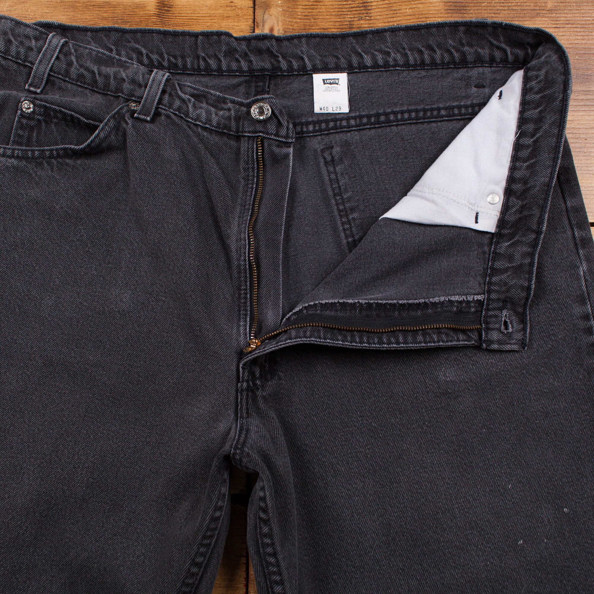 パンツ 90s USA Levi's 553 straight denim pants Vintage Levis 553 Jeans Mens 34x36 Black Denim 90's Made in