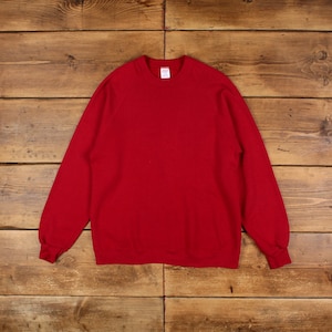 Vintage Jerzees Blank Sweatshirt L Slim 90s USA Made Russell  Red Roundneck