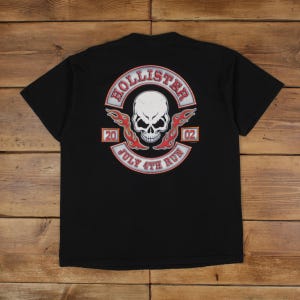 Vintage Delta Graphic T Shirt XL Hollister Biker Black Tee