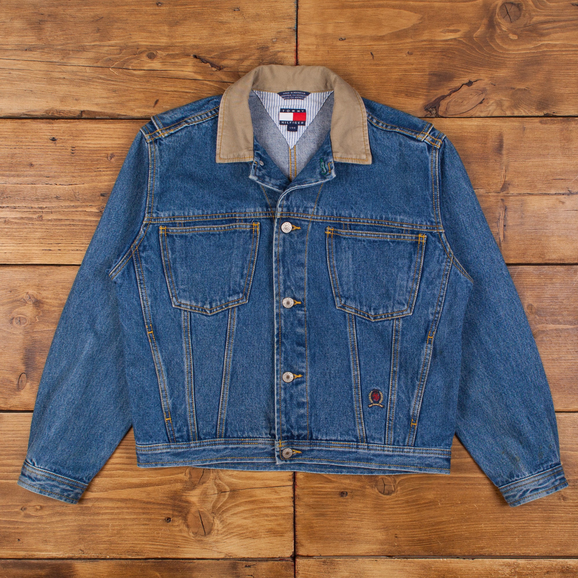 Vintage Tommy Hilfiger Denim Jacket Large Stonewash - Etsy