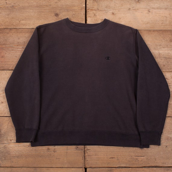Mens Vintage Champion Faded Black Crew 