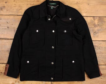 Vintage Ralph Lauren Militärjacke L Overshirt Schwarz Damen