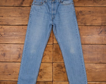 Vintage Levis 505 Jeans 35 x 32 Stonewash Straight Blue Red Tab Denim