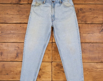 Vintage Levis Jeans 34 x 29 90s Stonewash Tapered Blue Orange Tab Denim