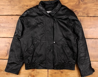 ヴィンテージレザージャケット XL ボンバー ブラック - Etsy 日本