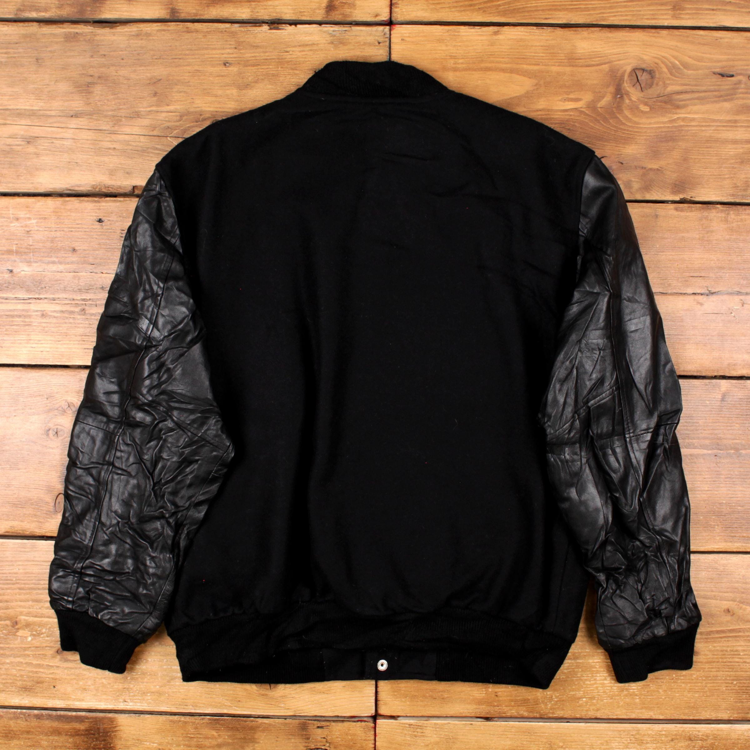 Vintage Outer Boundary Varsity Jacket L 90s Bomber Leather