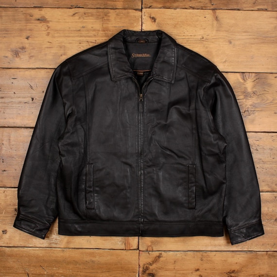00s St.John's Bay レザージャケット ブラック L St. John's Bay Leather Jacket XL Mens 00s Black Moto Biker A2