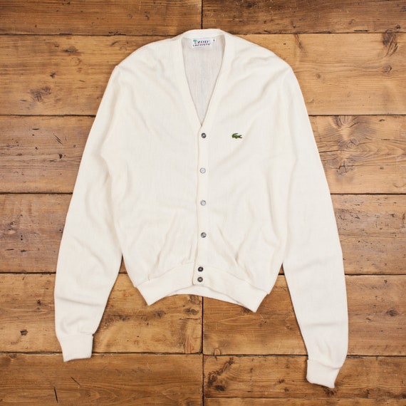 Vintage Lacoste Cardigan M 60s I-zod USA Made Button Embroidered
