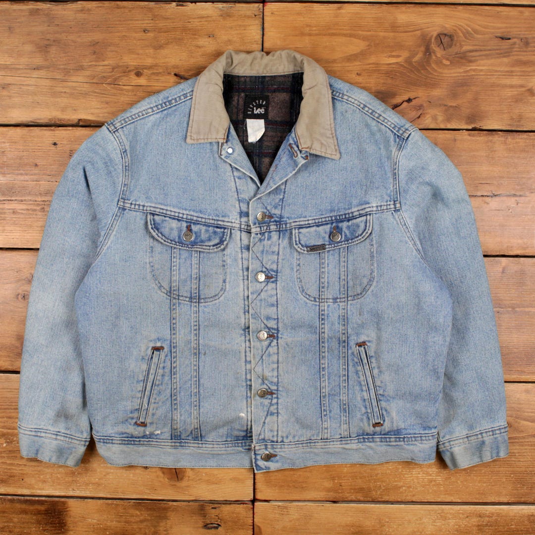 Vintage Lee Trucker Jacket 2XL 90s Blanket Lined Riveted Blue - Etsy