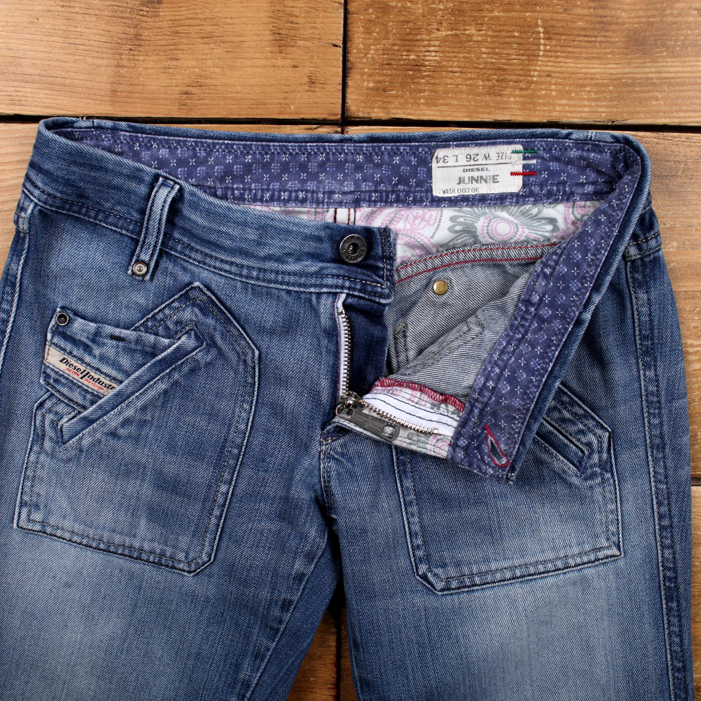 Diesel Junnie Y2k Jeans 26x34 Womens Blue Medium Stonewash 00s