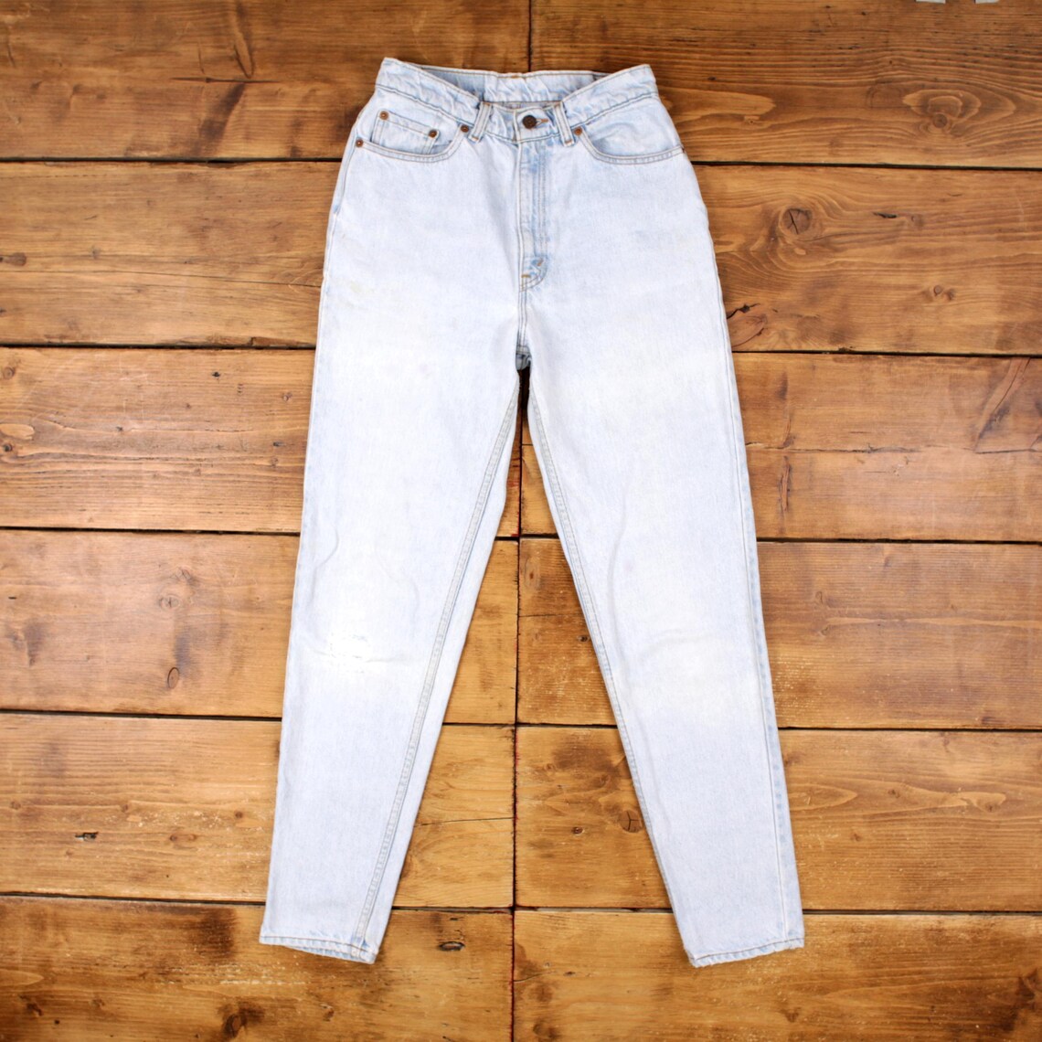 Vintage Levis 512 Jeans 27 x 31 USA Made 90s Light Wash Straight Blue Womens, foto 1 di 5