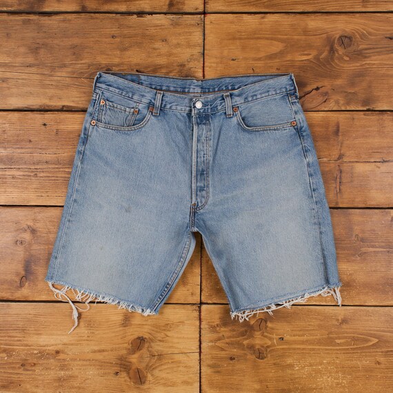 Vintage Levi s Short en jean 36 Levis 501 Jort ourlet brut delave Bermudes bleu Etsy France
