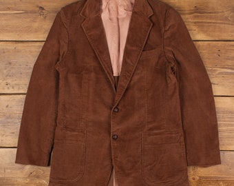 Vintage Haggar Corduroy Jacket M 80s Blazer USA Made Corduroy Brown Button