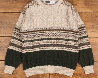 Vintage Northwest Territory Jumper Sweater L 90s Icelandic Fair Isle USA Made