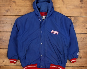 Vintage Starter New York Giants Jacket L Mens 90s Blue NFL Padded Windbreaker
