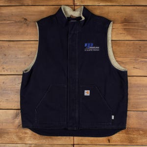 Carhartt Workwear Vest 2XL Mens 00s Blue Duck Navy Full Zip Lined