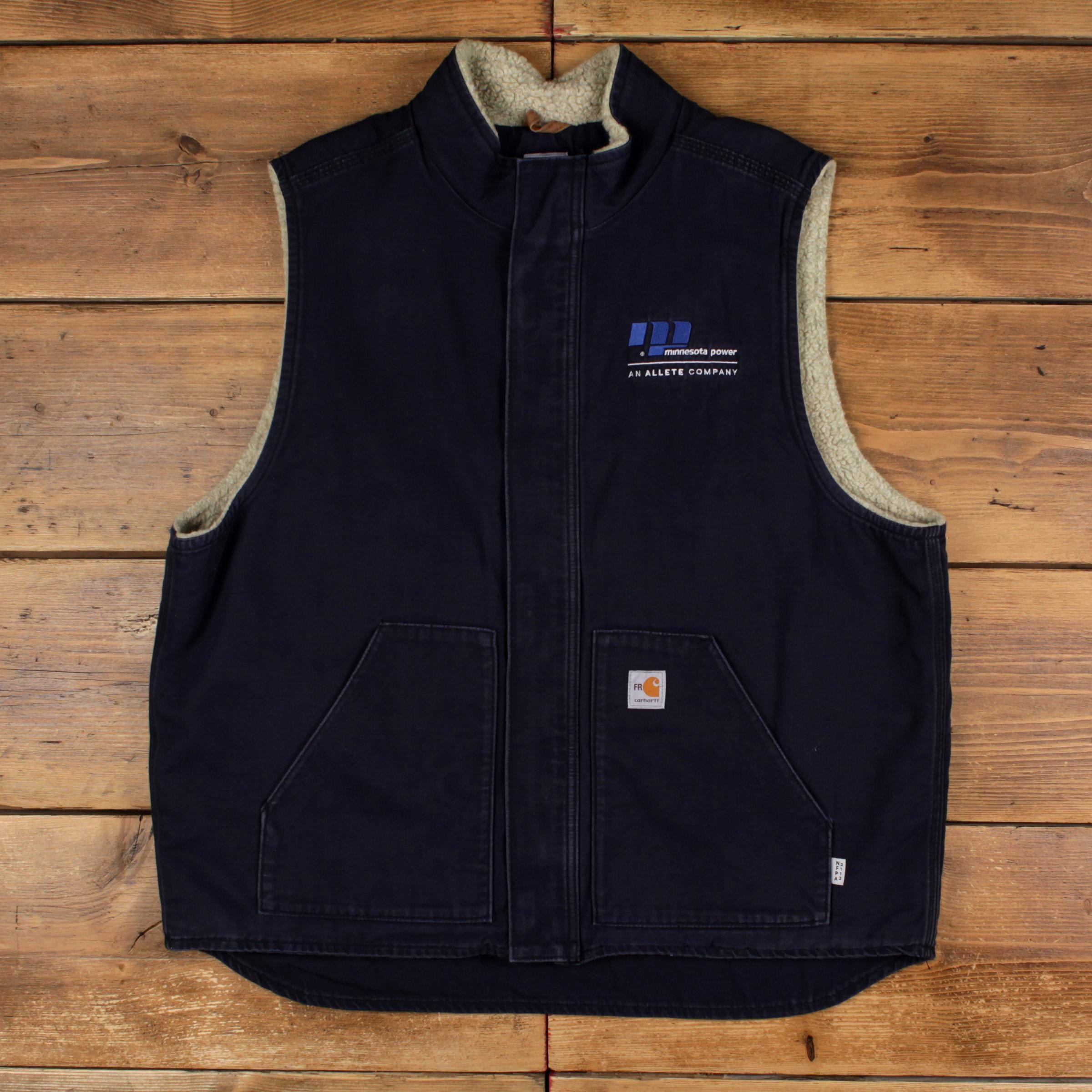 Carhartt Workwear Vest 2XL Mens 00s Blue Duck Navy Full Zip Lined