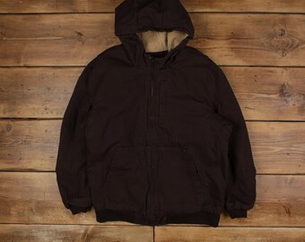 Vintage Walls Workwear Jacket L Active Tall Brown Zip - Etsy