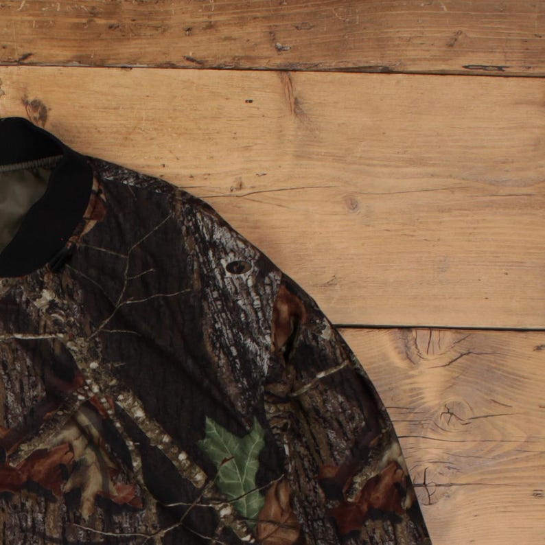 Browning Bomber Jacket L Mens Green Reversible Real Tree Camo Olive image 9