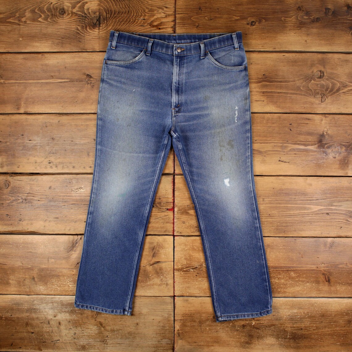 Vintage Levis Jeans 38 x 29 90s Stonewash Straight Blue Black Tab Denim, foto 1 di 5