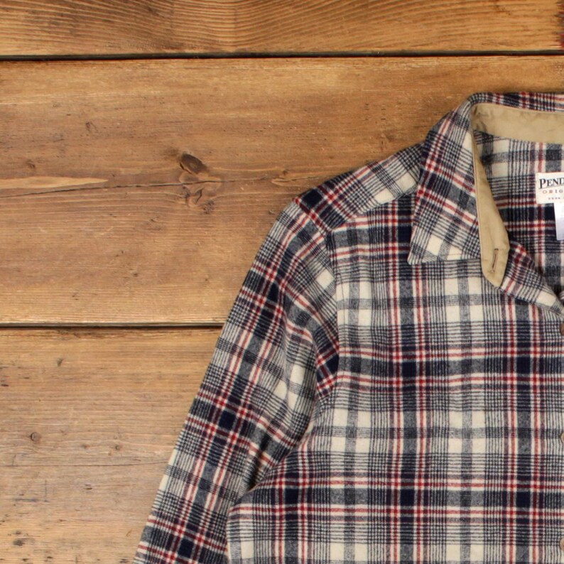Vintage Pendleton Wool Flannel Shirt Plaid L Womens Long Sleeve Heritage Outdoor image 5
