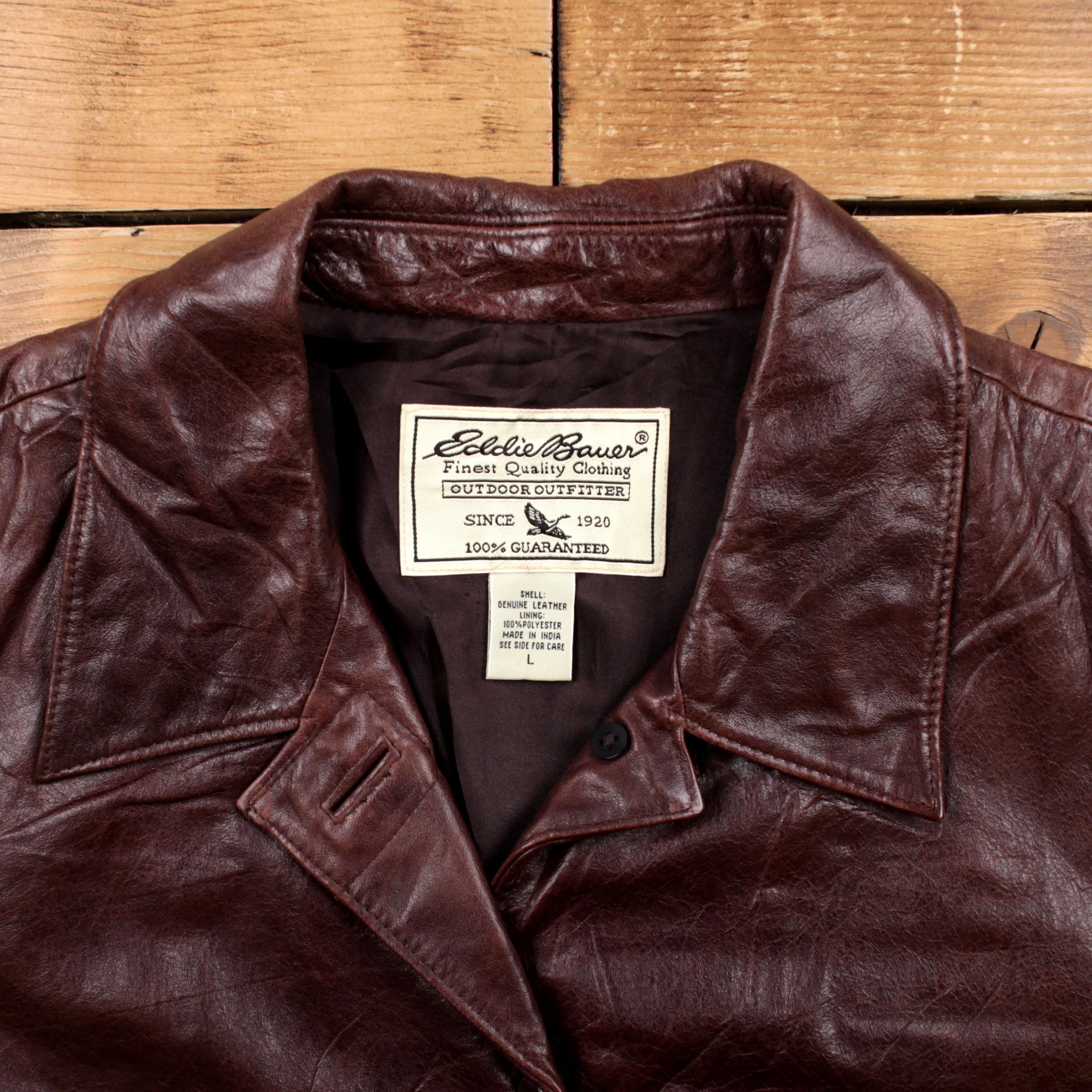 1*0様 90s Eddie bauer real leather car co Eddie Bauer] Vintage Zip-up Leather Jacket [1990s-] Vintage