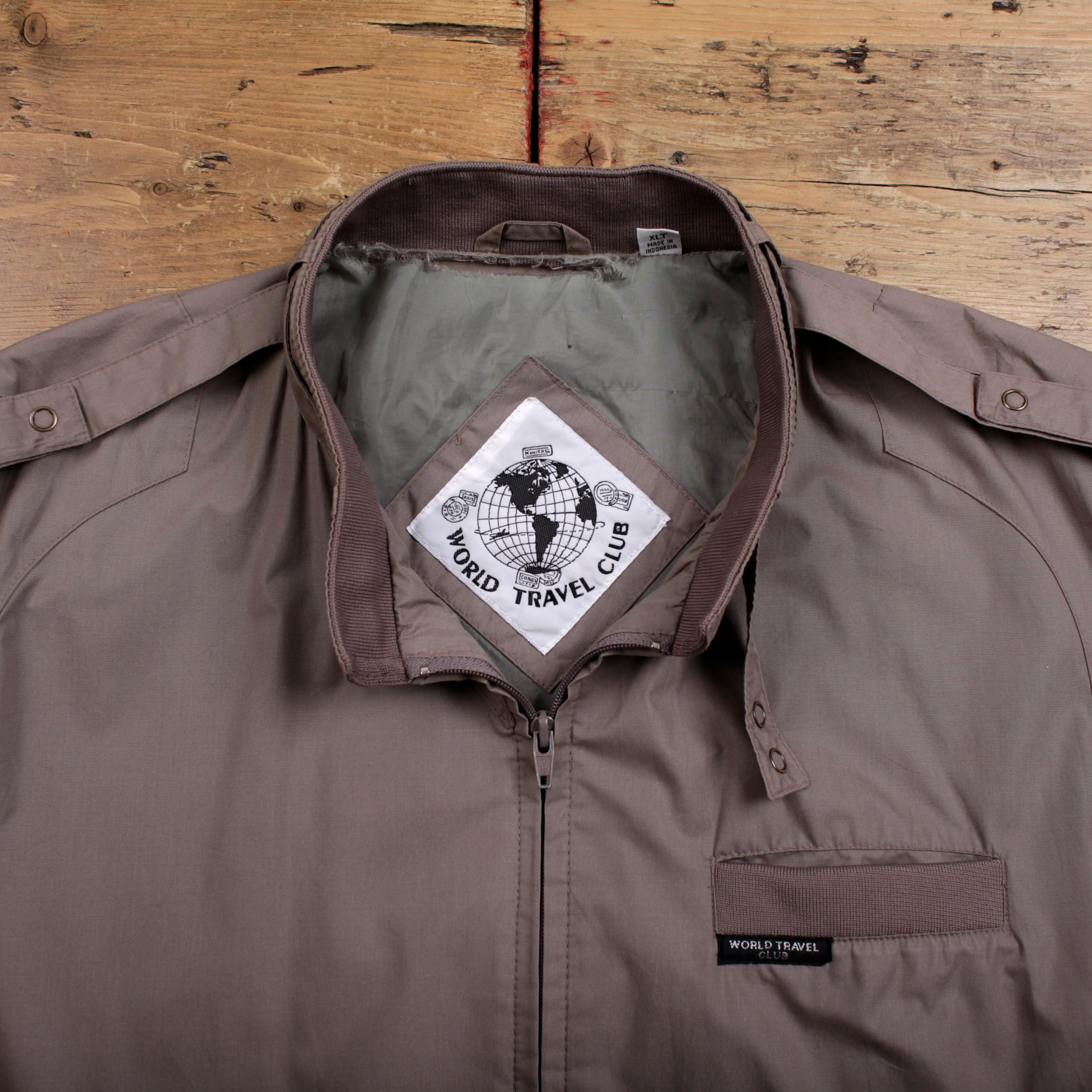Vintage World Travel Club Bomber Jacket XL 90s Windbreaker Tall 