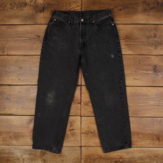 Levis 550 Jeans 35x29 Faded Grey Black Relaxed Taper Mid Rise Red Tab Denim