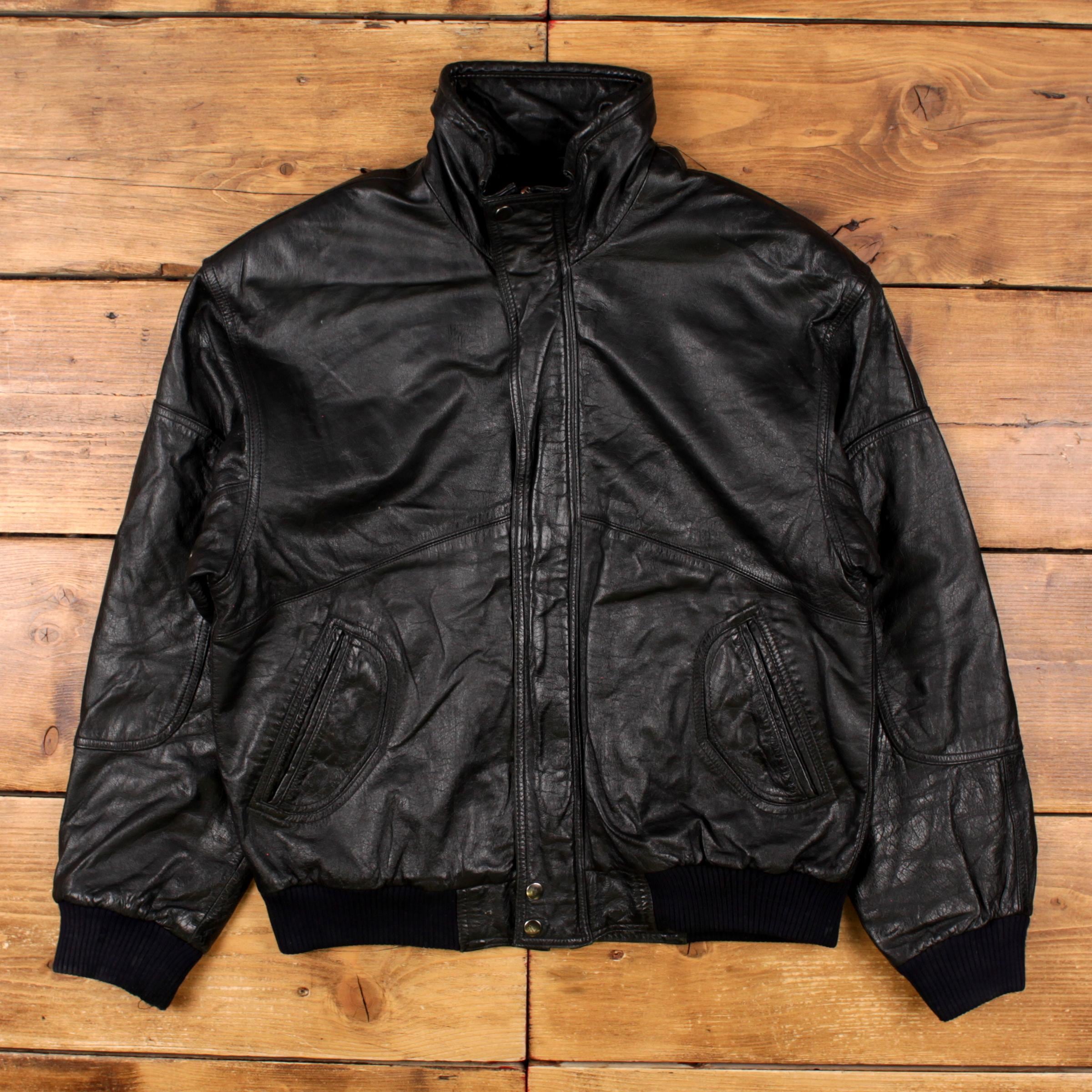 Vintage Ash Creek Trading Leather Jacket M 90s Bomber Black - Etsy
