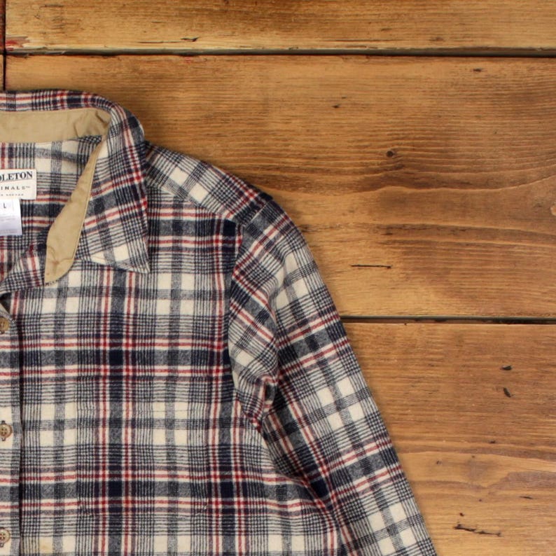 Vintage Pendleton Wool Flannel Shirt Plaid L Womens Long Sleeve Heritage Outdoor image 6