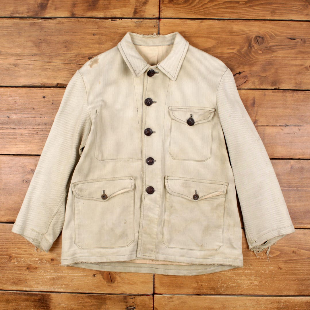 Vintage Adolphe Lafont French Hunting Jacket M Mens 40s Corduroy