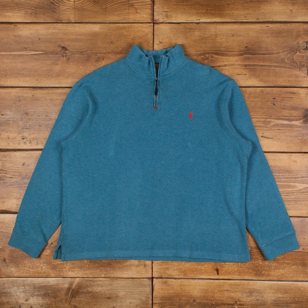 Vintage Ralph Lauren 1/4 Zip Jumper Sweater XL 90s Polo 1/4 Zip Embroidered