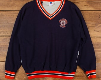 Vintage Russell Athletic NCAA Sweatshirt L 90er Jahre USA Made Fighting Illini Waffle