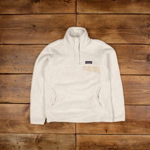 Vintage Patagonia Outdoor Jacket M Snap T Fleece White Womens