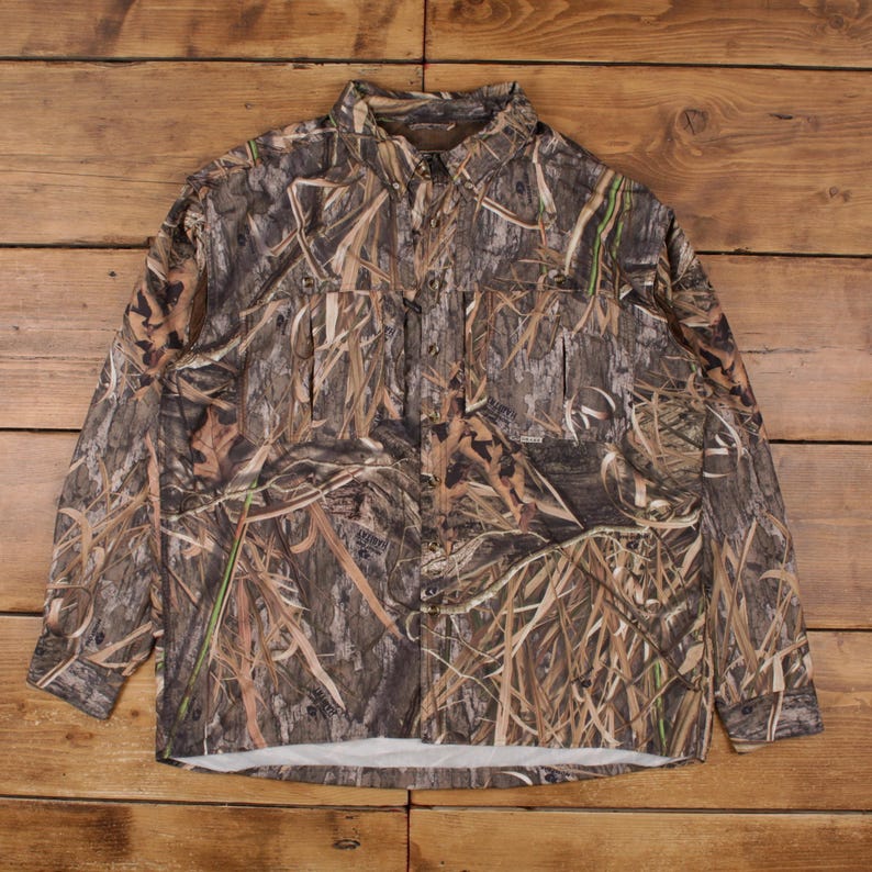 Drake Real Tree Shirt XL Mens Button Camo Hunting Pockets Outdoor Gear Brown image 1
