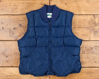 Vintage REI Vest Jacket S 90s Puffer Gilet Outdoor Blue Womens Zip