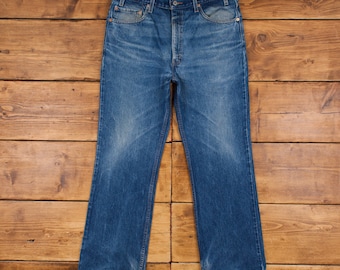 Vintage Levis 517 Jeans 36 x 30 90s Dark Wash Bootcut Blue Red Tab Denim