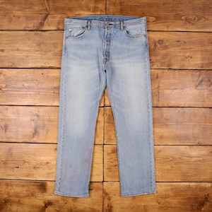 Vintage Levis 501 Jeans 36 x 30 Light Wash Straight Blue Red Tab Denim