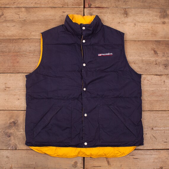 Mens Vintage Ralph Lauren Blue Reversible Down Puf