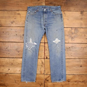 Vintage Levis 501 Jeans 36 x 31 Stonewash Straight Blue Red Tab Denim