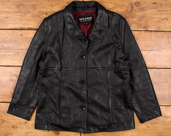 Vintage Wilsons Leather Jacket XL Blazer Black Womens