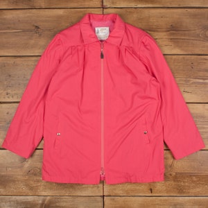 Vintage London Fog Outdoor Jacket M 90s Pleated USA Made Pink Womens Zip