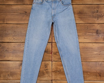 vintage Levis 550 Jeans 33 x 34 USA Made Stonewash Tapered Blue Denim