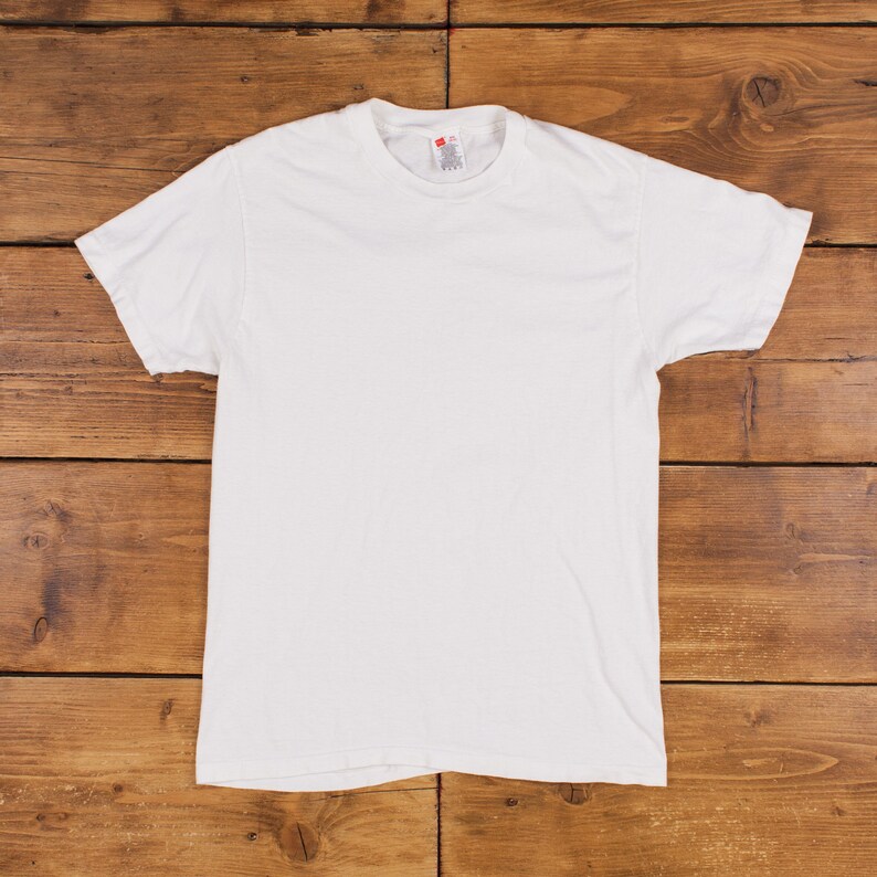 Vintage Hanes Single Stitch T Shirt Blank S 90s White Tee image 1