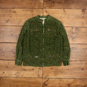 SKATE RAGS Corduroy Jacket Vintage 緑 Vintage Corduroy Jacket M 70s Talon Zip Corduroy Floral Green