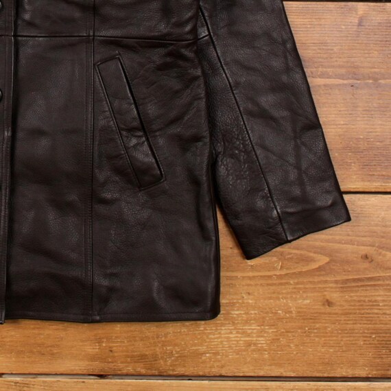 Vintage Eddie Bauer Leather Jacket XS Blazer Petite Brown Womens