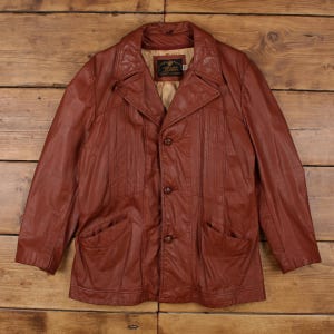 Vintage Genuine Leather Leather Jacket L 70s Blazer Brown