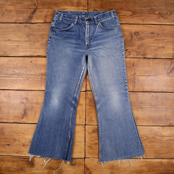 Vintage Levis Jeans 32 x 29 Raw Hem Stonewash Straight Blue Orange Tab Denim