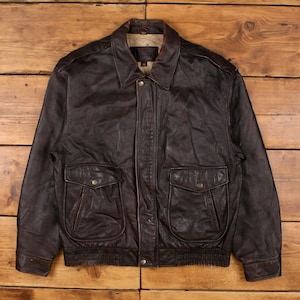 【雰囲気系】ST.JOHN'S BAY Leather Jacket 80s VINTAGE FADED ST JOHNS BAY LEATHER JACKET SIZE MEDIUM