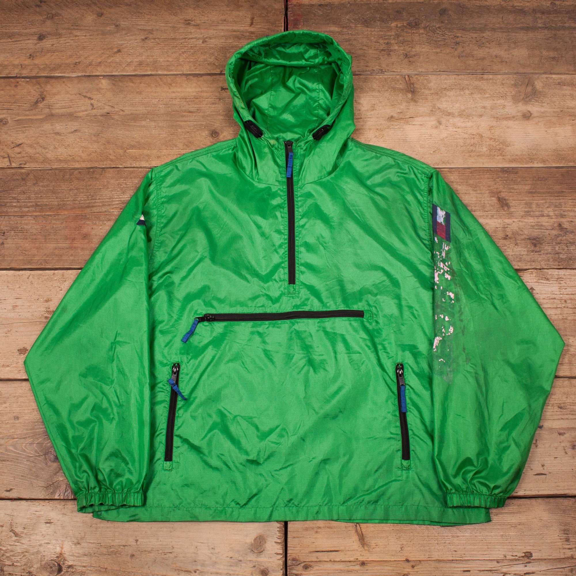 Vintage Green Quarter Zip Windbreaker - Etsy